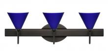 Besa Lighting 3SW-5121CM-BR - Besa Wall Kani Bronze Cobalt Blue Matte 3x40W G9