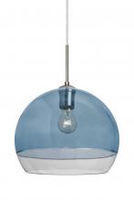 Besa Lighting J-ALLY12BL-SN - Besa, Ally 12 Cord Pendant For Multiport Canopy, Coral Blue/Clear, Satin Nickel Finish