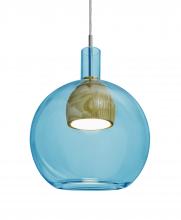 Besa Lighting J-BENJIBLMD-LED-SN - Besa, Benji Cord Pendant For Multiport Canopy, Blue/Medium, Satin Nickel Finish, 1x9W LED