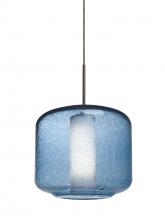 Besa Lighting J-NILES10BO-BR - Besa Niles 10 Pendant For Multiport Canopy, Blue Bubble/Opal, Bronze Finish, 1x60W Medium Base T10