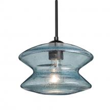 Besa Lighting J-ZENBL-BK - Besa, Zen Cord Pendant For Multiport Canopy, Blue Bubble, Black Finish, 1x60W Medium Base