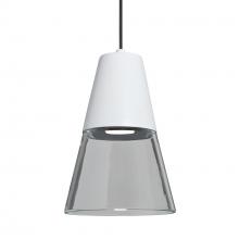 Besa Lighting RXP-TIMO6WC-LED-BK - Besa Timo 6 Pendant, Clear/White, Black Finish, 1x9W LED