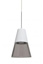 Besa Lighting RXP-TIMO6WS-LED-SN - Besa, Timo 6 Cord Pendant, Smoke/White, Satin Nickel Finish, 1x9W LED