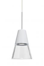 Besa Lighting X-TIMO6WC-LED-SN - Besa, Timo 6 Cord Pendant For Multiport Canopies, Clear/White, Satin Nickel Finish, 1x9W LED