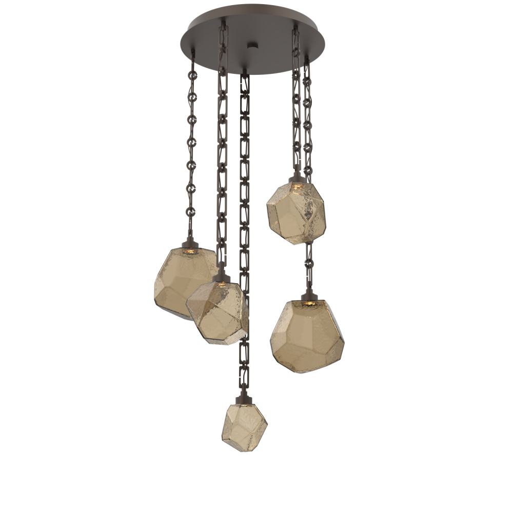 Gem Round Chain 5pc Multi-Pendant