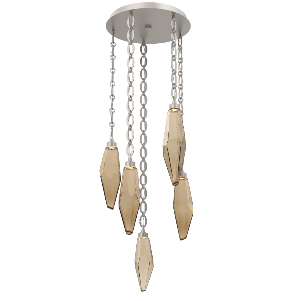 Rock Crystal Round Chain 5pc Multi-Pendant