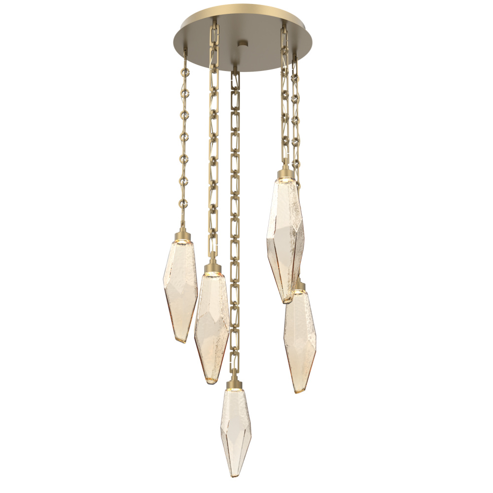 Rock Crystal Round 5pc Multi-Pendant with Chain