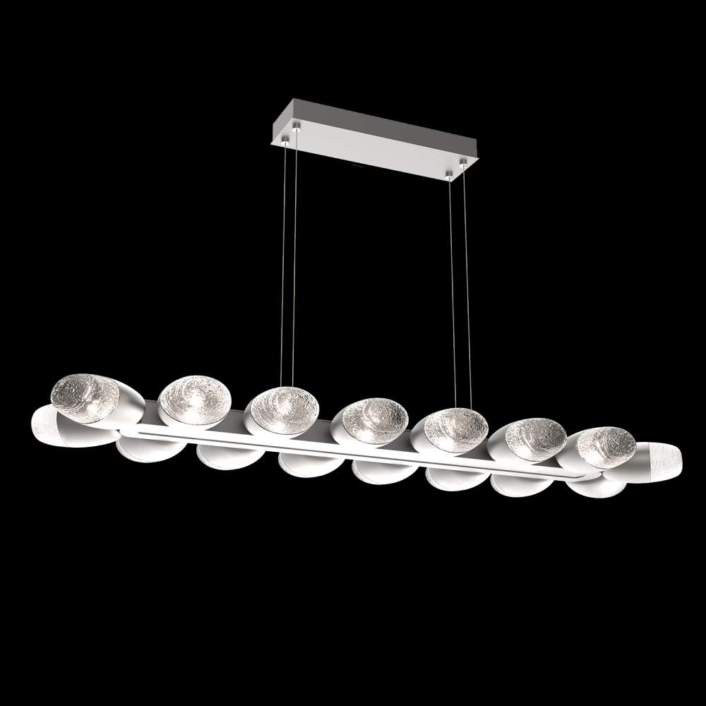 Pebble Linear Suspension 48" Small Glass-Satin Nickel-Pebble Clear