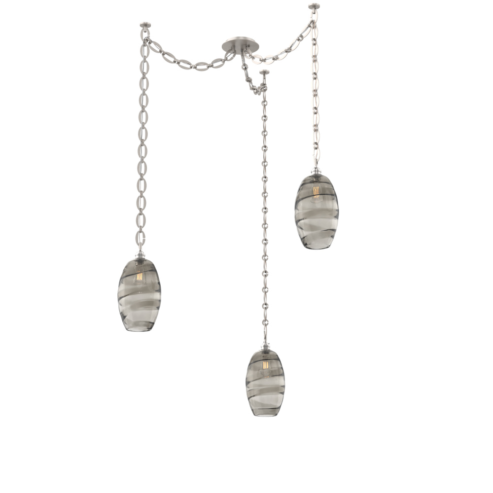 Ellisse Multi Light Pendant Multi Port Canopy Beige Silver