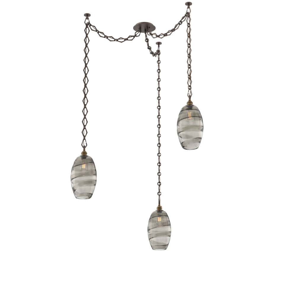 Ellisse Multi Light Pendant Multi Port Canopy Flat Bronze