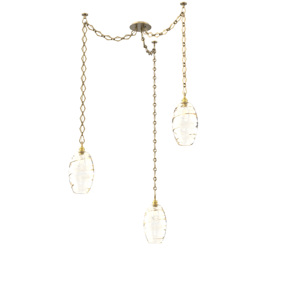 Ellisse Multi Light Pendant Multi Port Canopy Gilded Brass