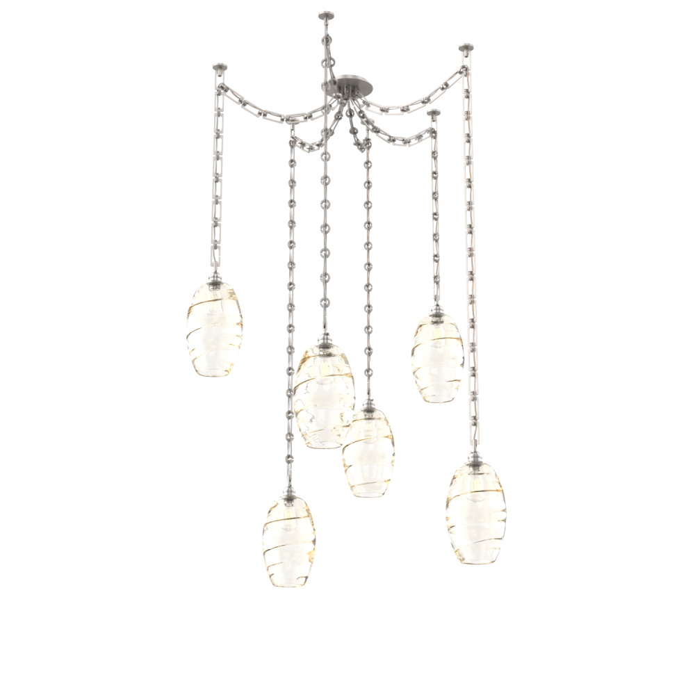 Ellisse Multi Light Pendant Multi Port Canopy Beige Silver