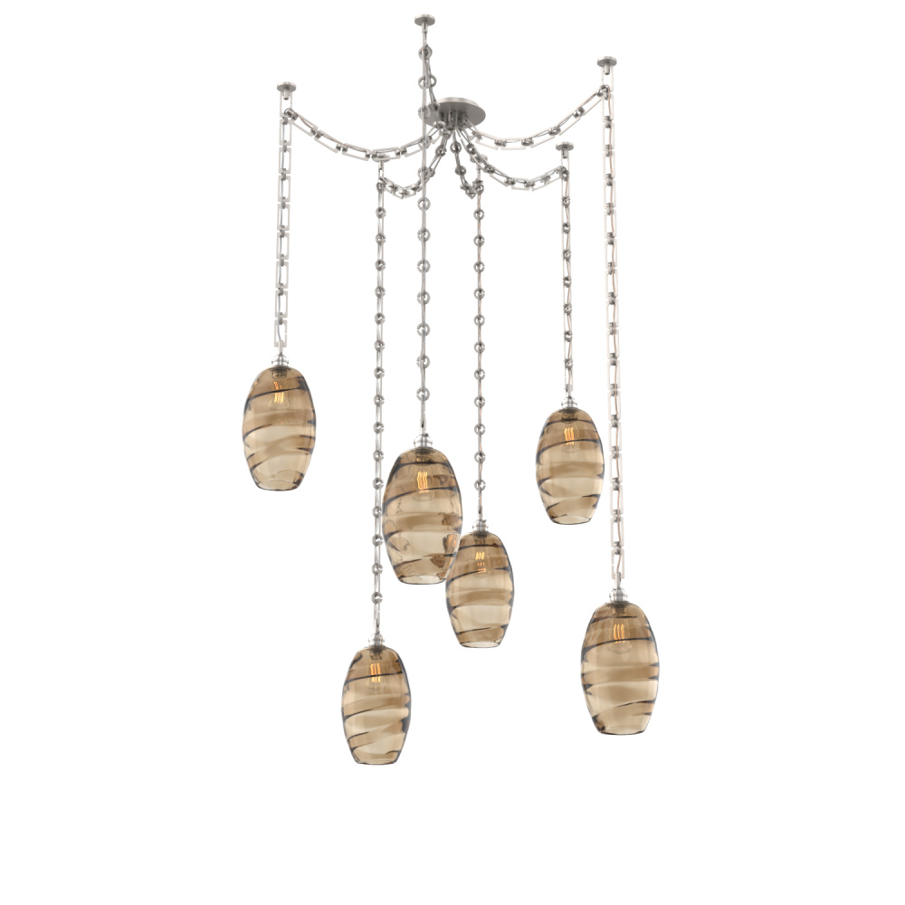 Ellisse Multi Light Pendant Multi Port Canopy Beige Silver