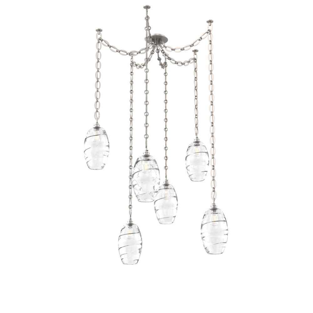 Ellisse Multi Light Pendant Multi Port Canopy Beige Silver