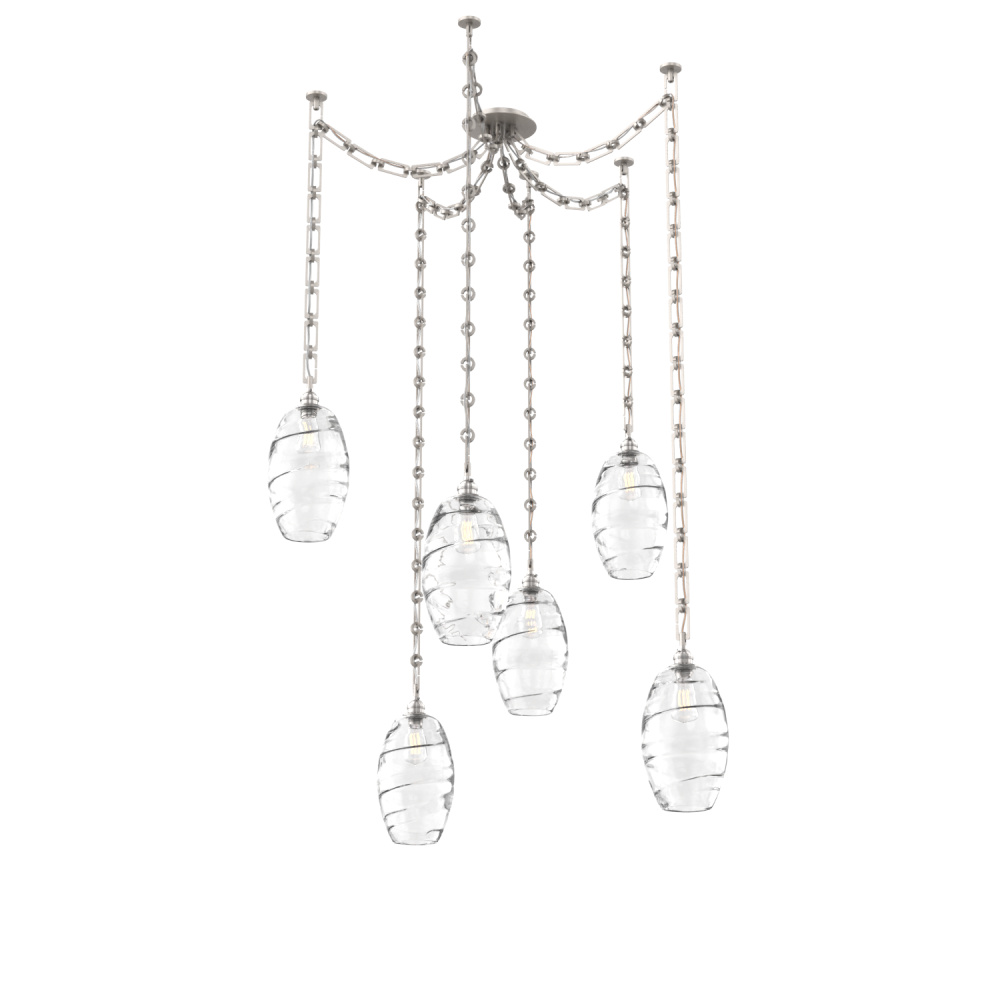 Ellisse Multi Light Pendant Multi Port Canopy Beige Silver