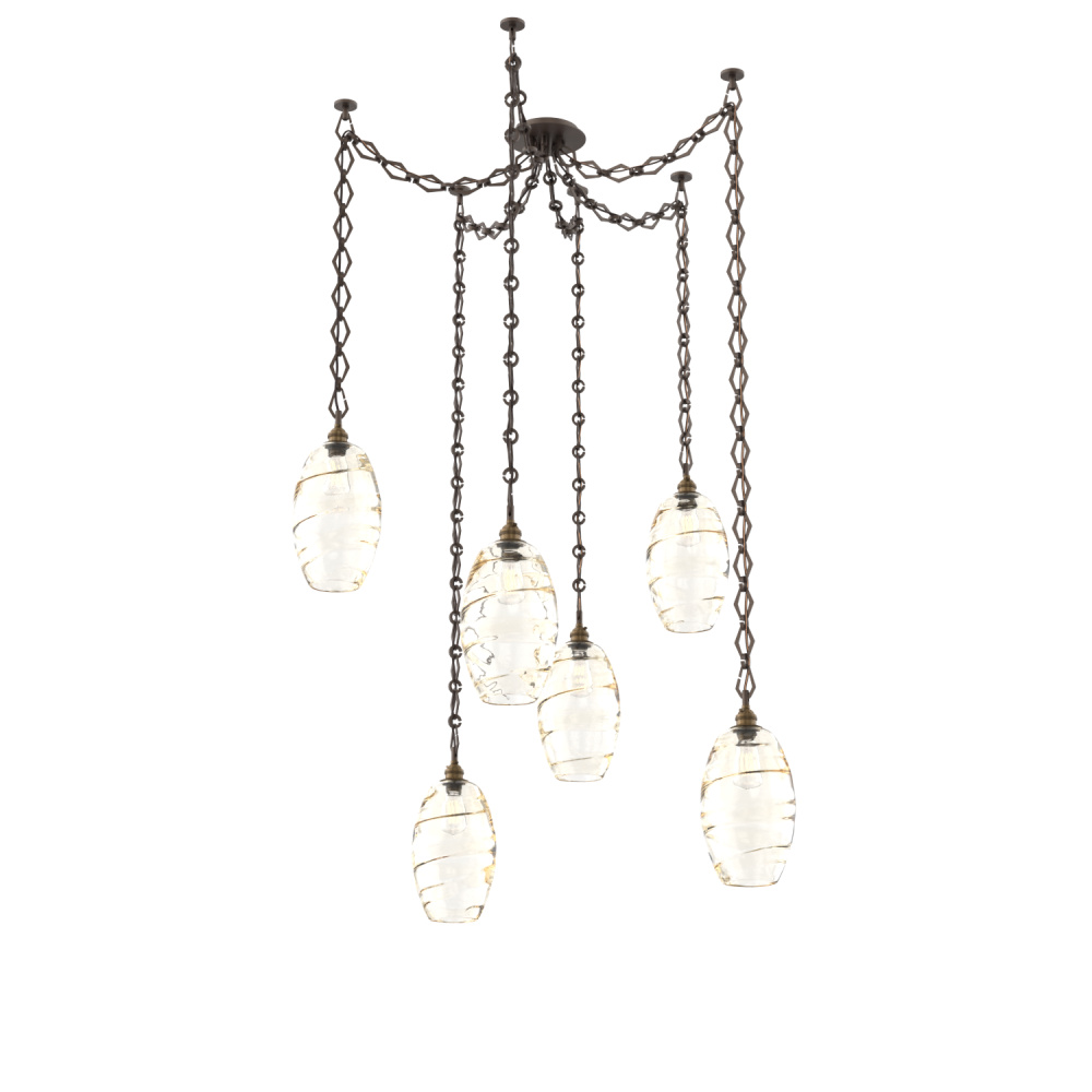 Ellisse Multi Light Pendant Multi Port Canopy Flat Bronze