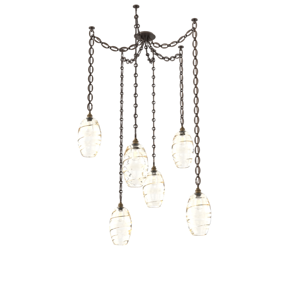 Ellisse Multi Light Pendant Multi Port Canopy Flat Bronze