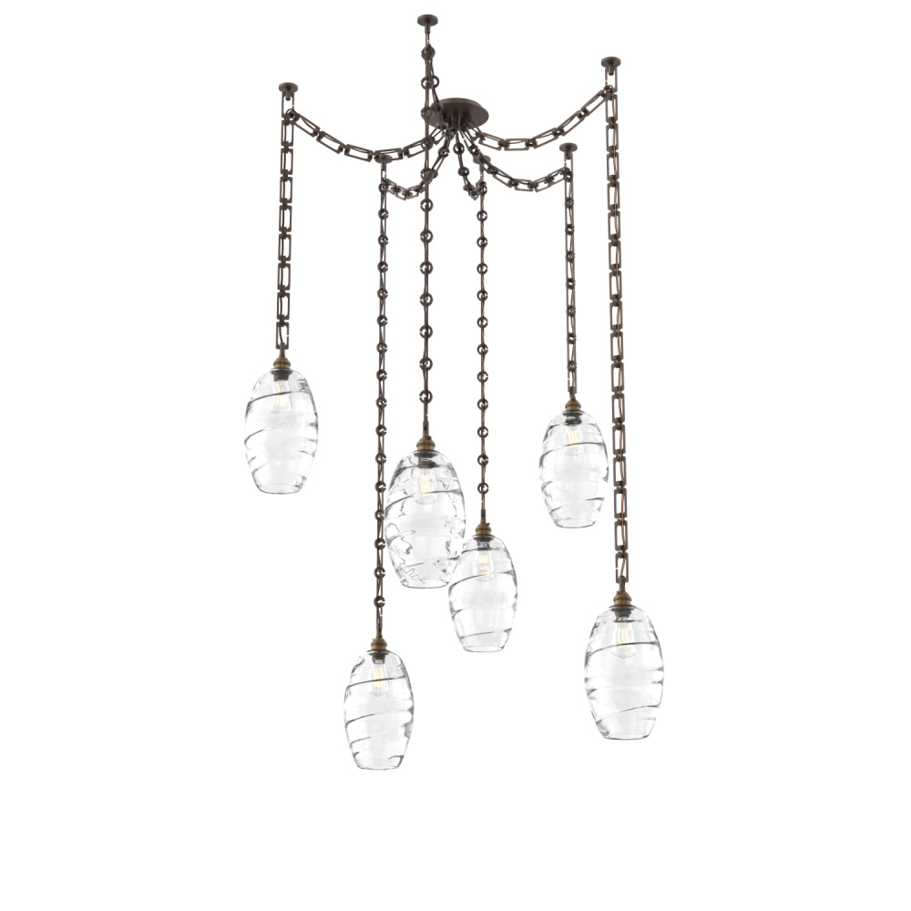 Ellisse Multi Light Pendant Multi Port Canopy Flat Bronze