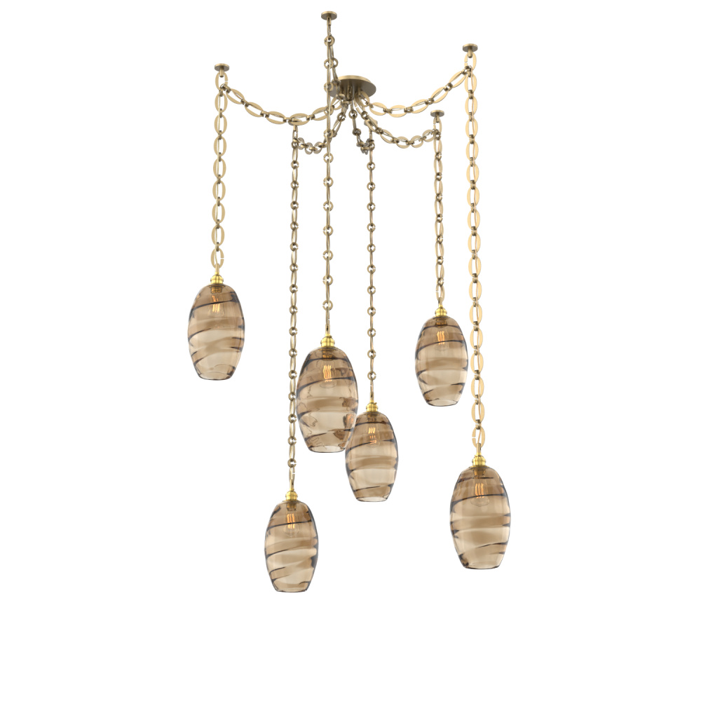 Ellisse Multi Light Pendant Multi Port Canopy Gilded Brass