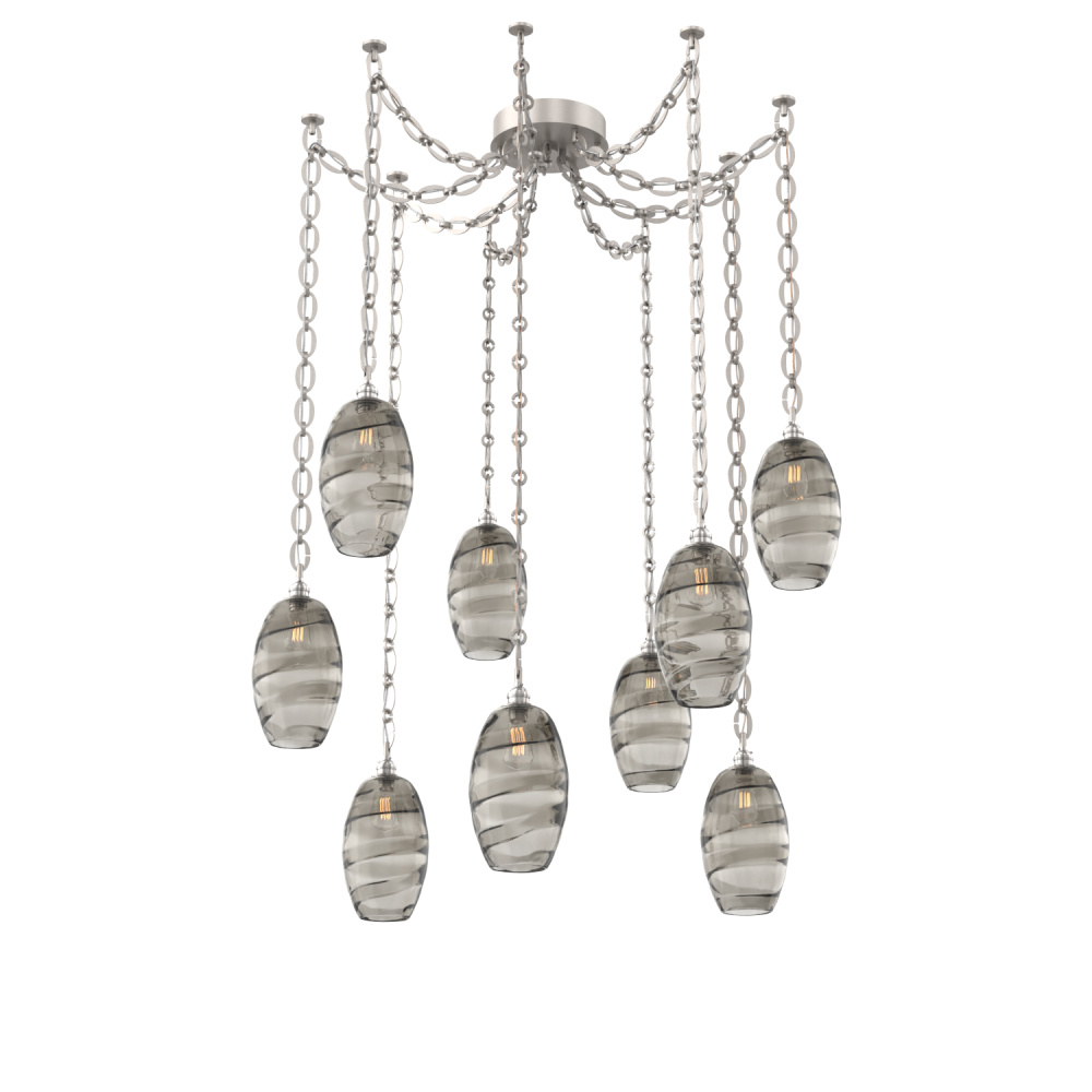 Ellisse Multi Light Pendant Multi Port Canopy Beige Silver