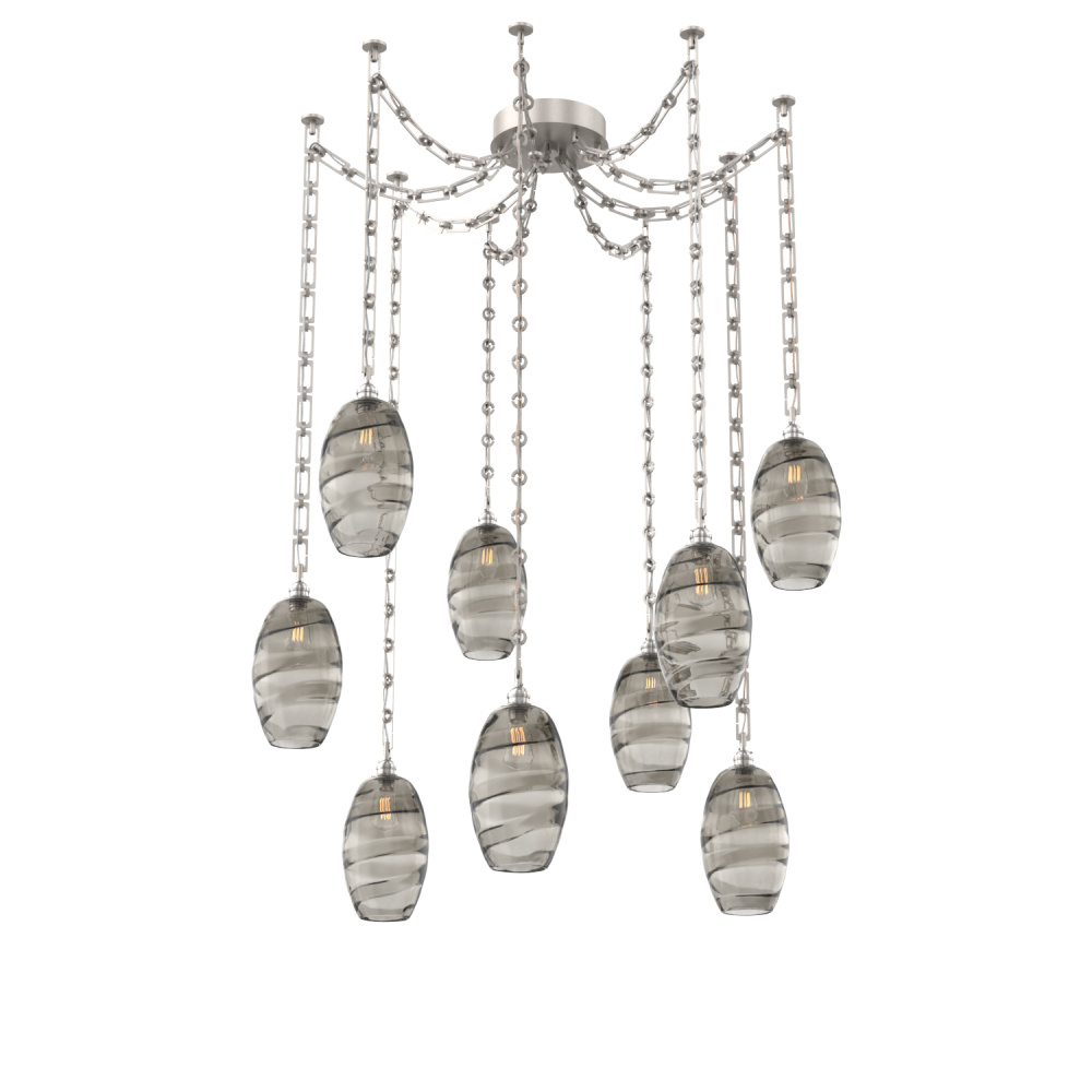 Ellisse Multi Light Pendant Multi Port Canopy Beige Silver