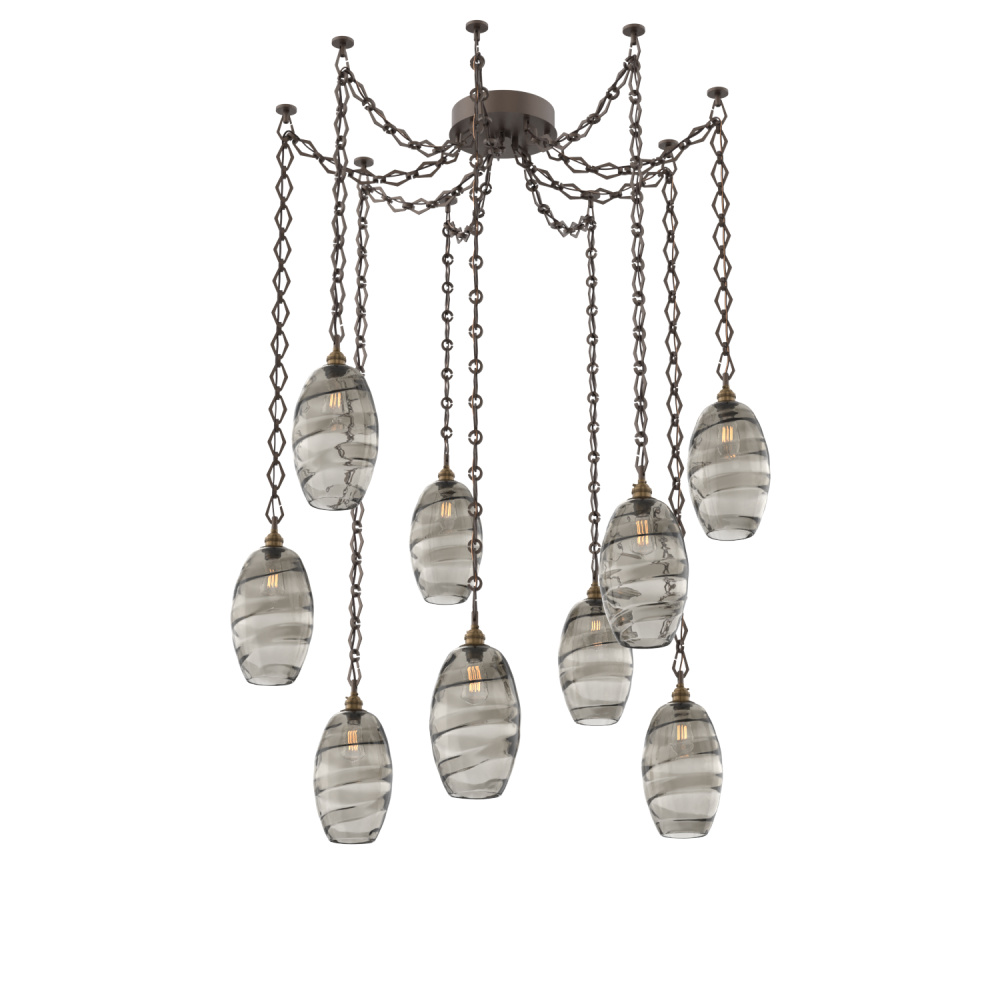 Ellisse Multi Light Pendant Multi Port Canopy Flat Bronze