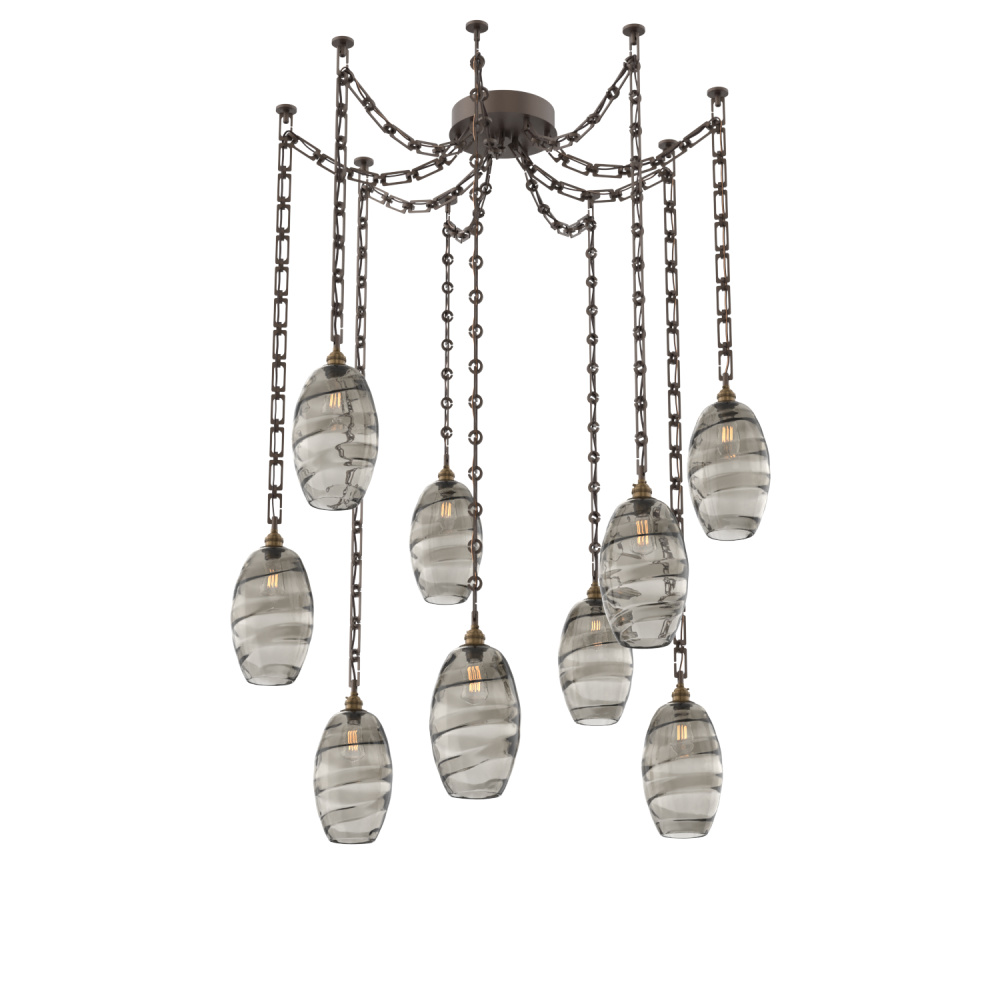 Ellisse Multi Light Pendant Multi Port Canopy Flat Bronze