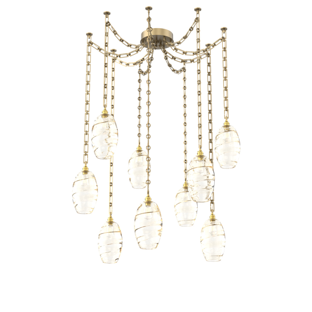 Ellisse Multi Light Pendant Multi Port Canopy Gilded Brass