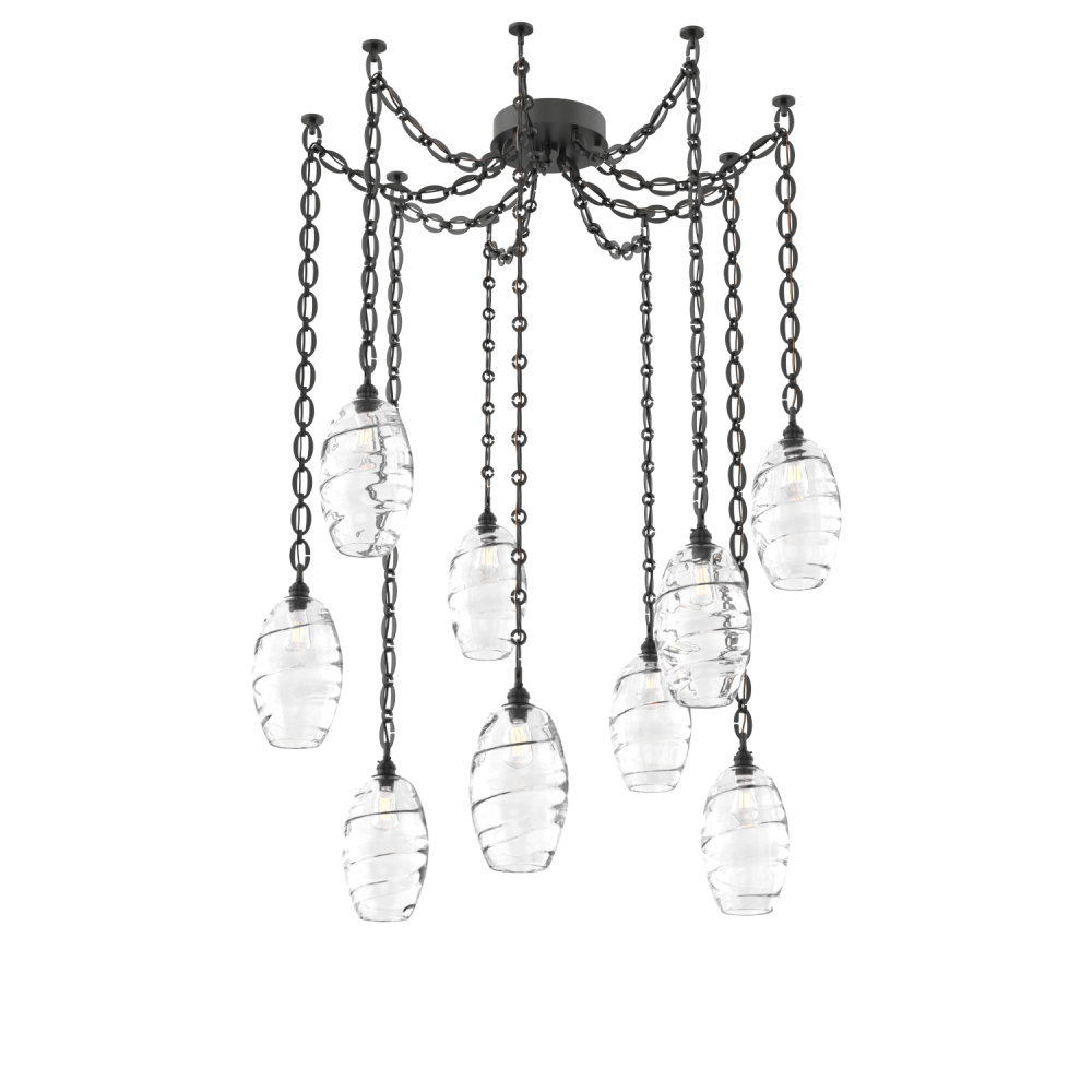 Ellisse Multi Light Pendant Multi Port Canopy Matte Black