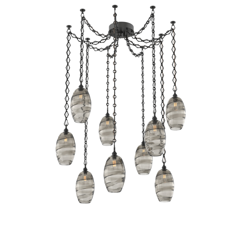 Ellisse Multi Light Pendant Multi Port Canopy Matte Black