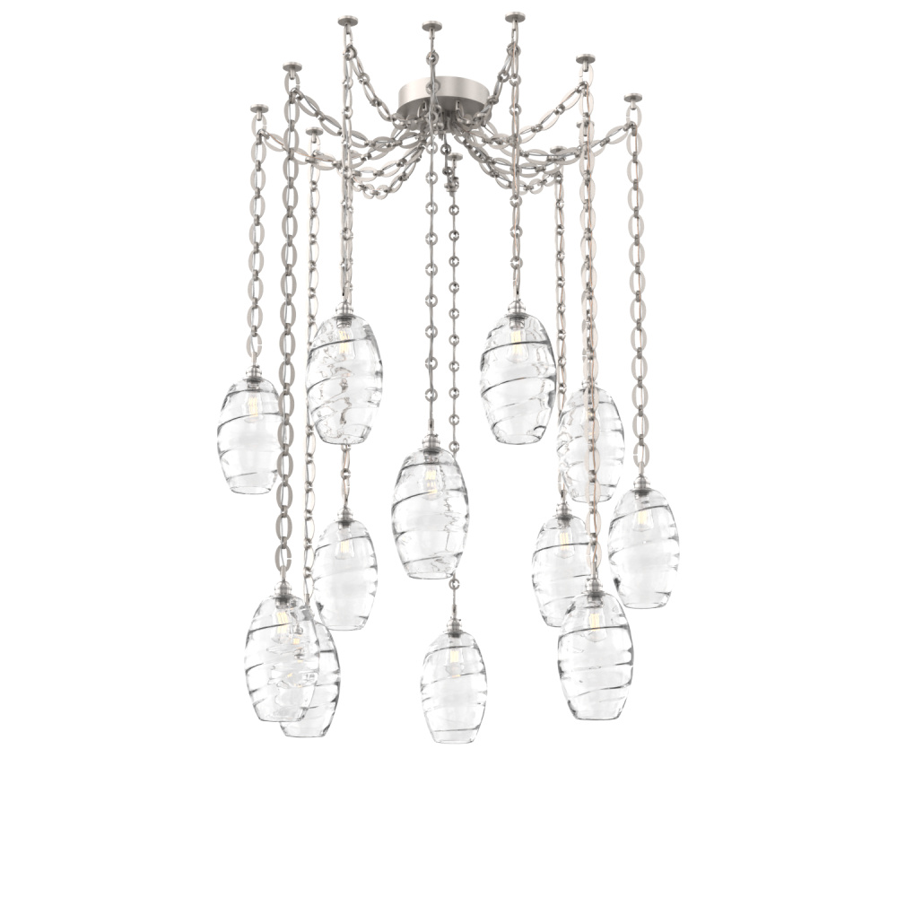 Ellisse Multi Light Pendant Multi Port Canopy Beige Silver
