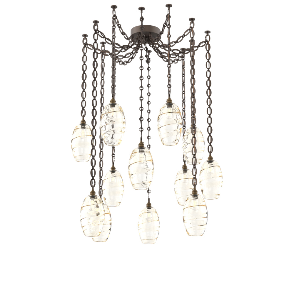 Ellisse Multi Light Pendant Multi Port Canopy Flat Bronze