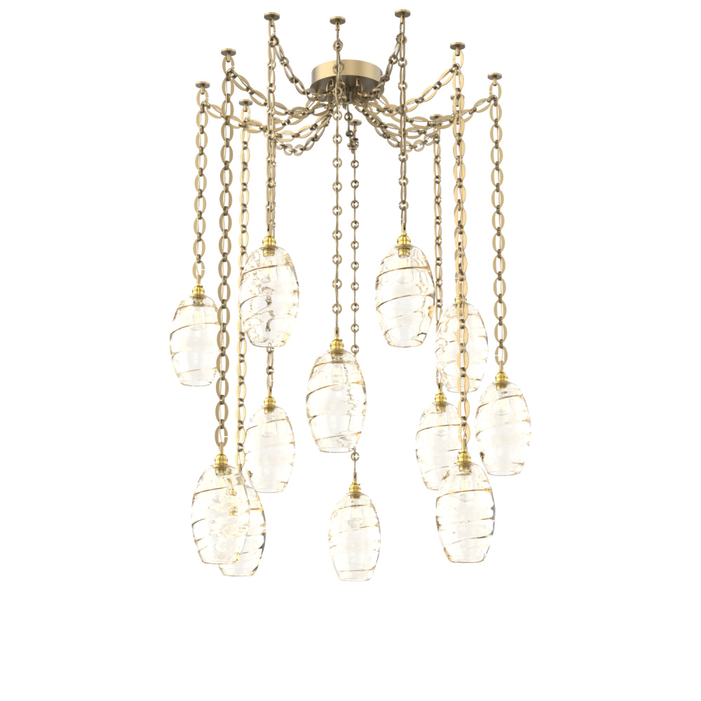 Ellisse Multi Light Pendant Multi Port Canopy Gilded Brass