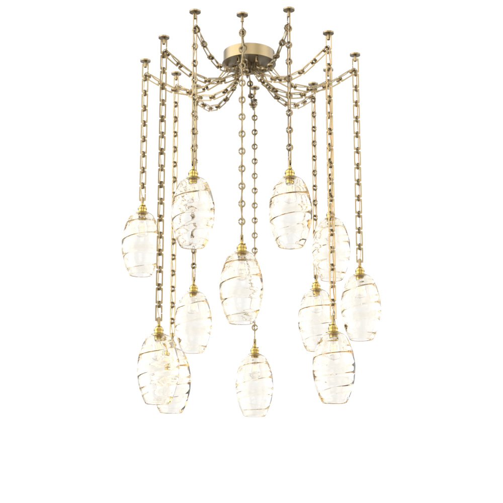 Ellisse Multi Light Pendant Multi Port Canopy Gilded Brass
