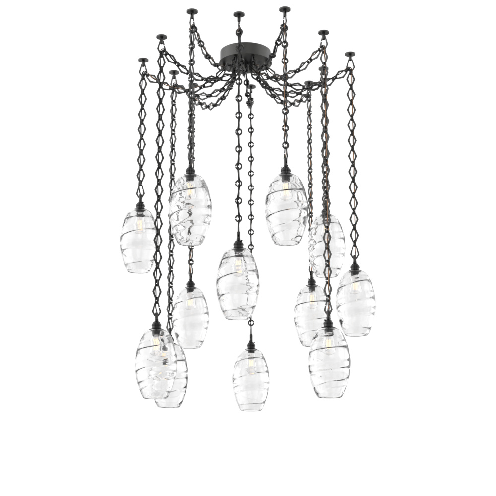 Ellisse Multi Light Pendant Multi Port Canopy Matte Black
