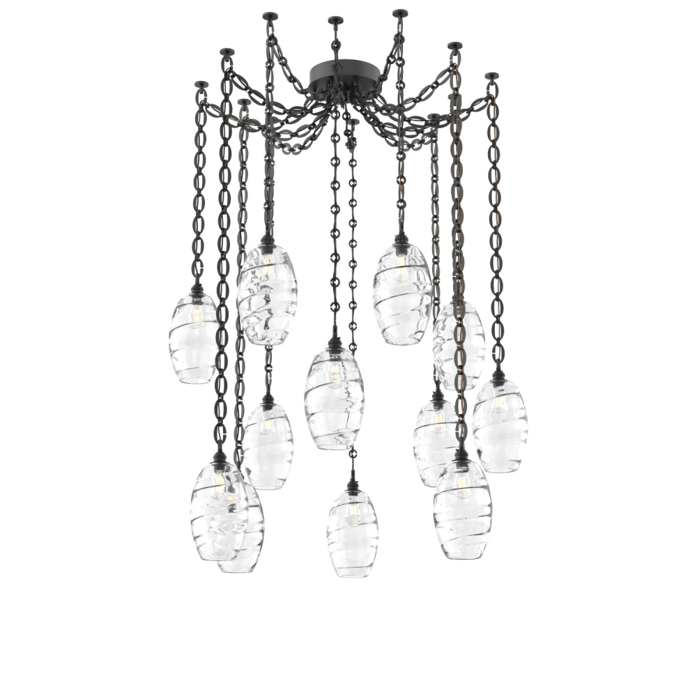 Ellisse Multi Light Pendant Multi Port Canopy Matte Black