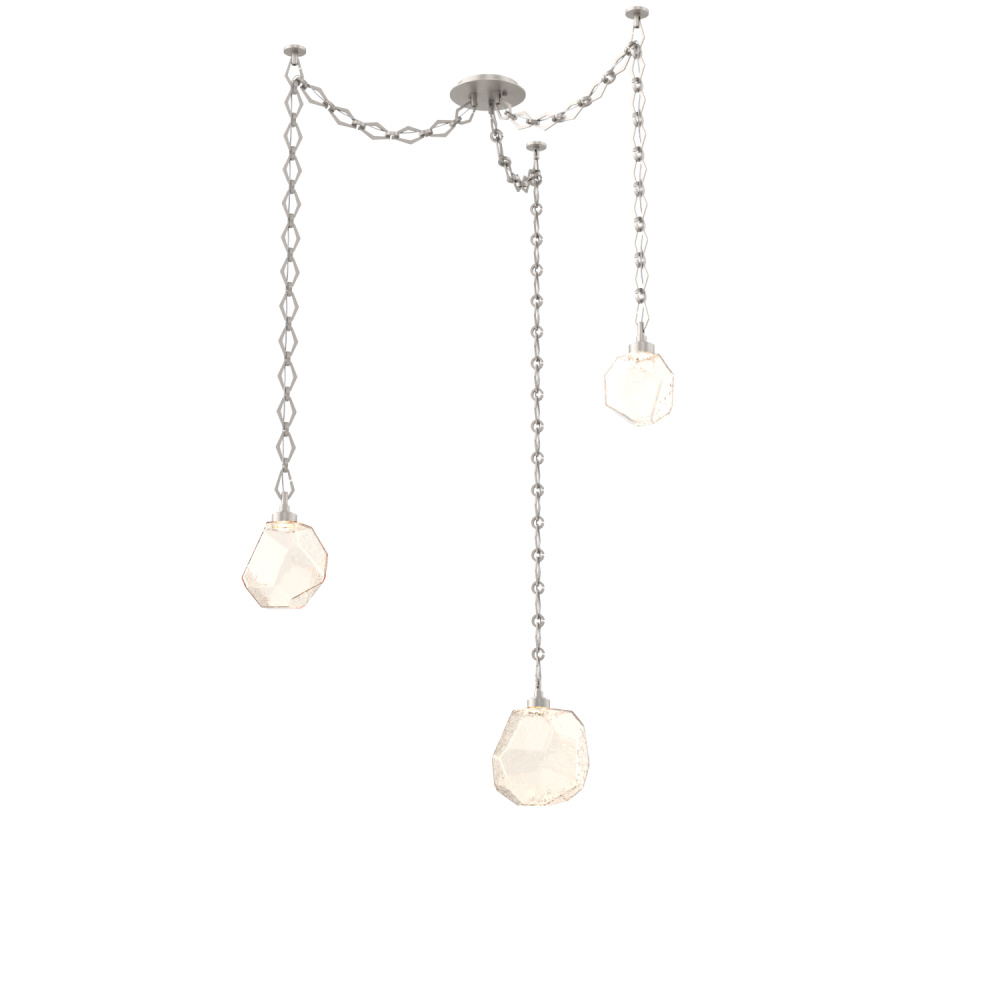 Gem Multi Light Pendant Multi Port Canopy Beige Silver