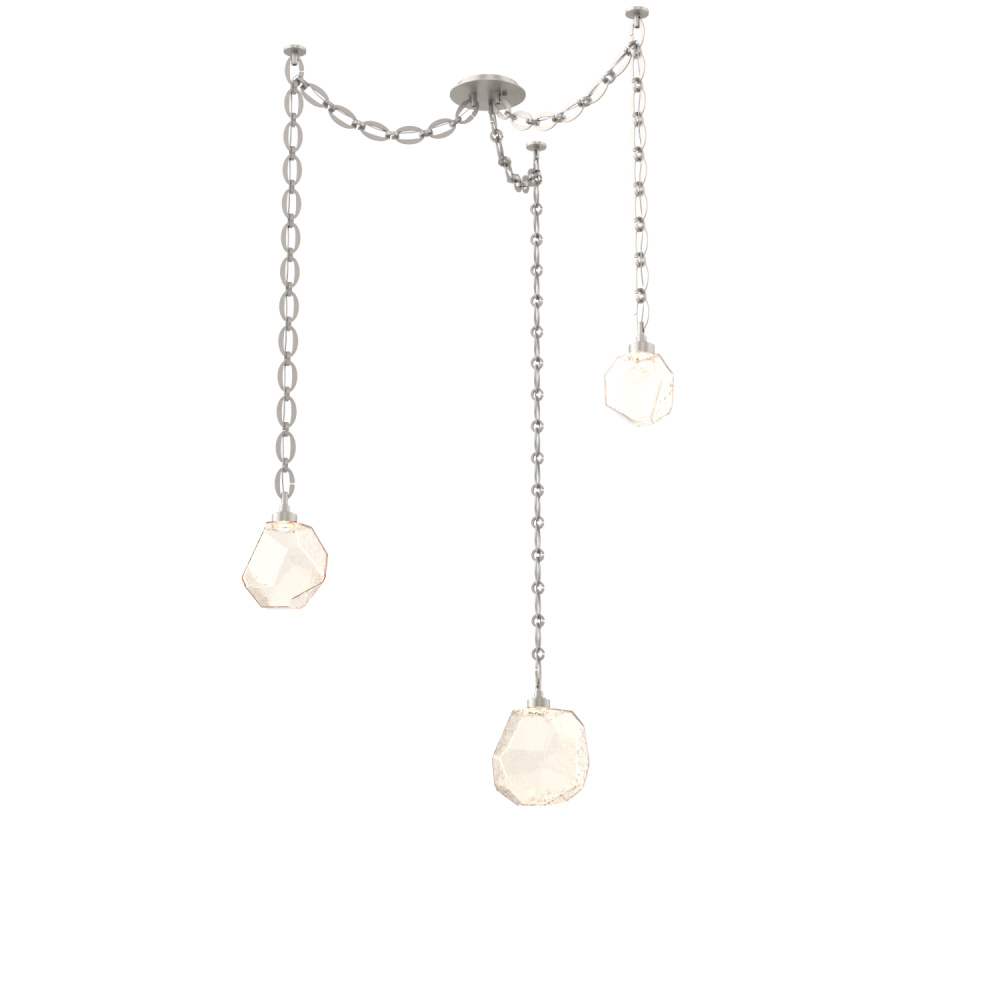 Gem Multi Light Pendant Multi Port Canopy Beige Silver