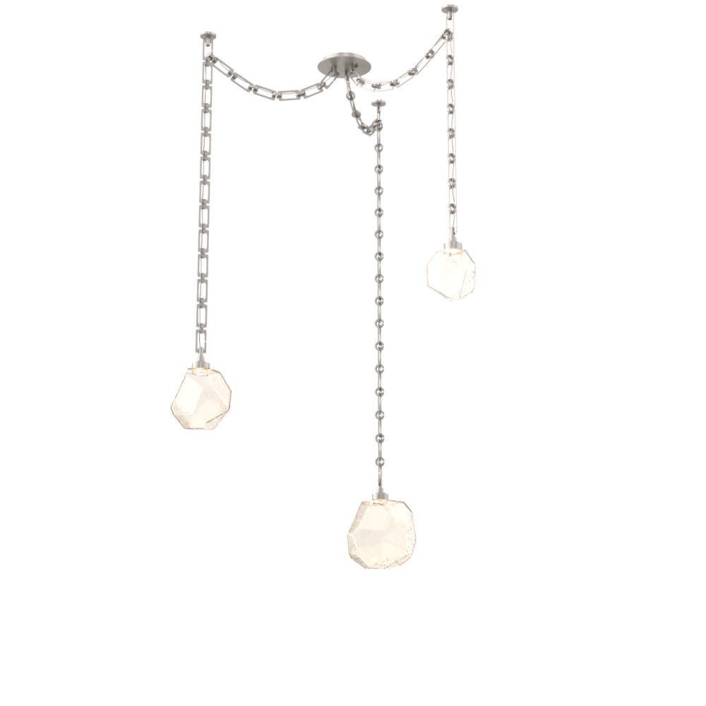 Gem Multi Light Pendant Multi Port Canopy Beige Silver