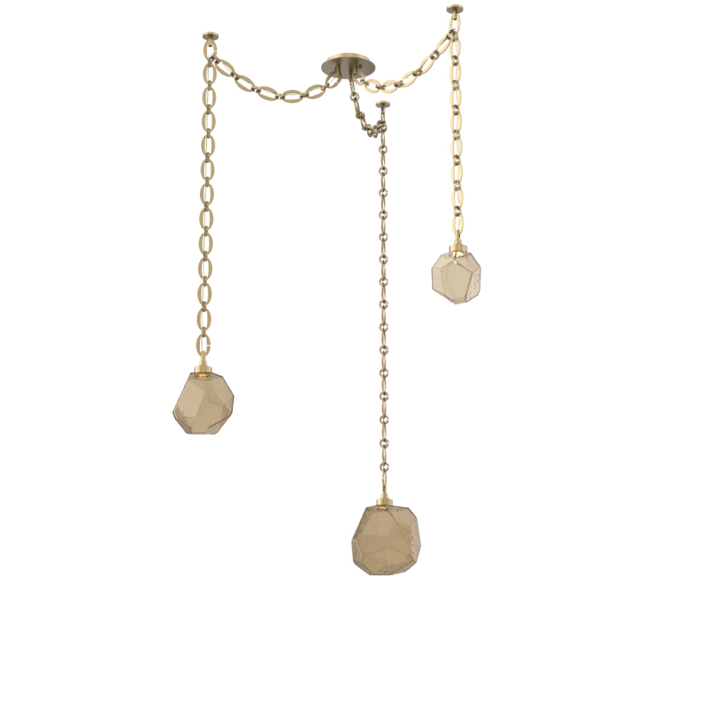 Gem Multi Light Pendant Multi Port Canopy Gilded Brass