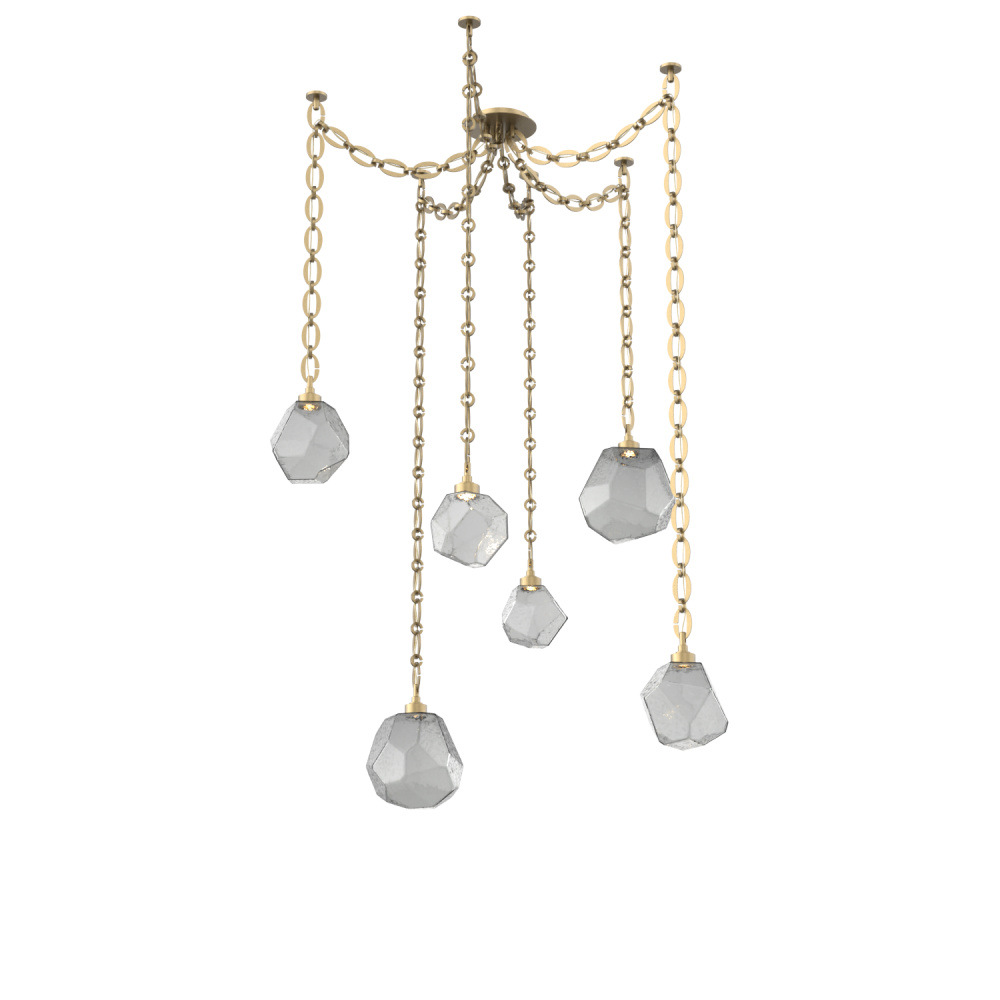 Gem Multi Light Pendant Multi Port Canopy Gilded Brass