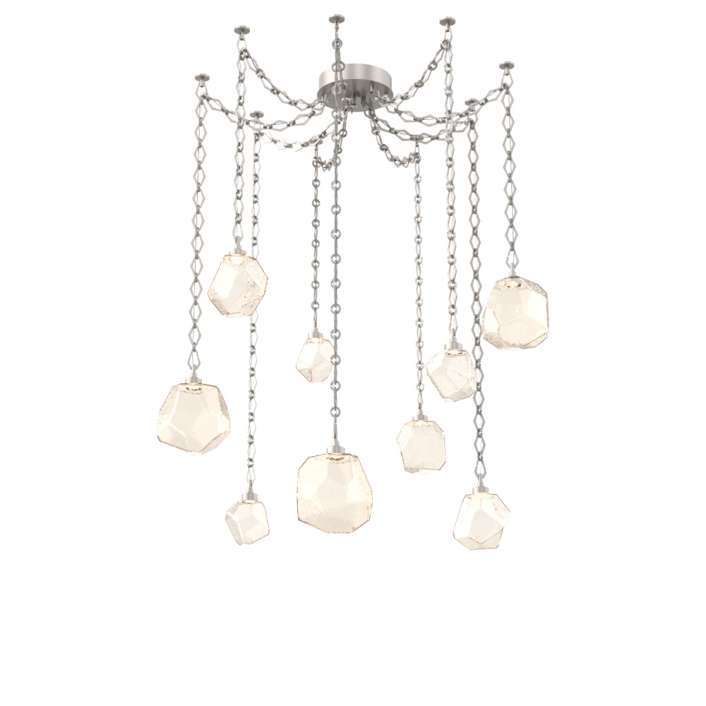 Gem Multi Light Pendant Multi Port Canopy Beige Silver