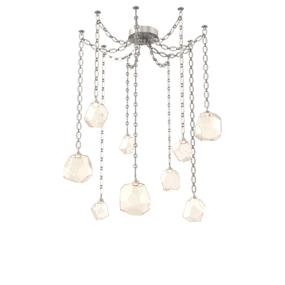 Gem Multi Light Pendant Multi Port Canopy Beige Silver