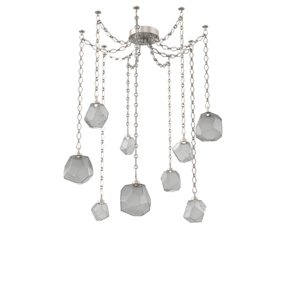 Gem Multi Light Pendant Multi Port Canopy Beige Silver
