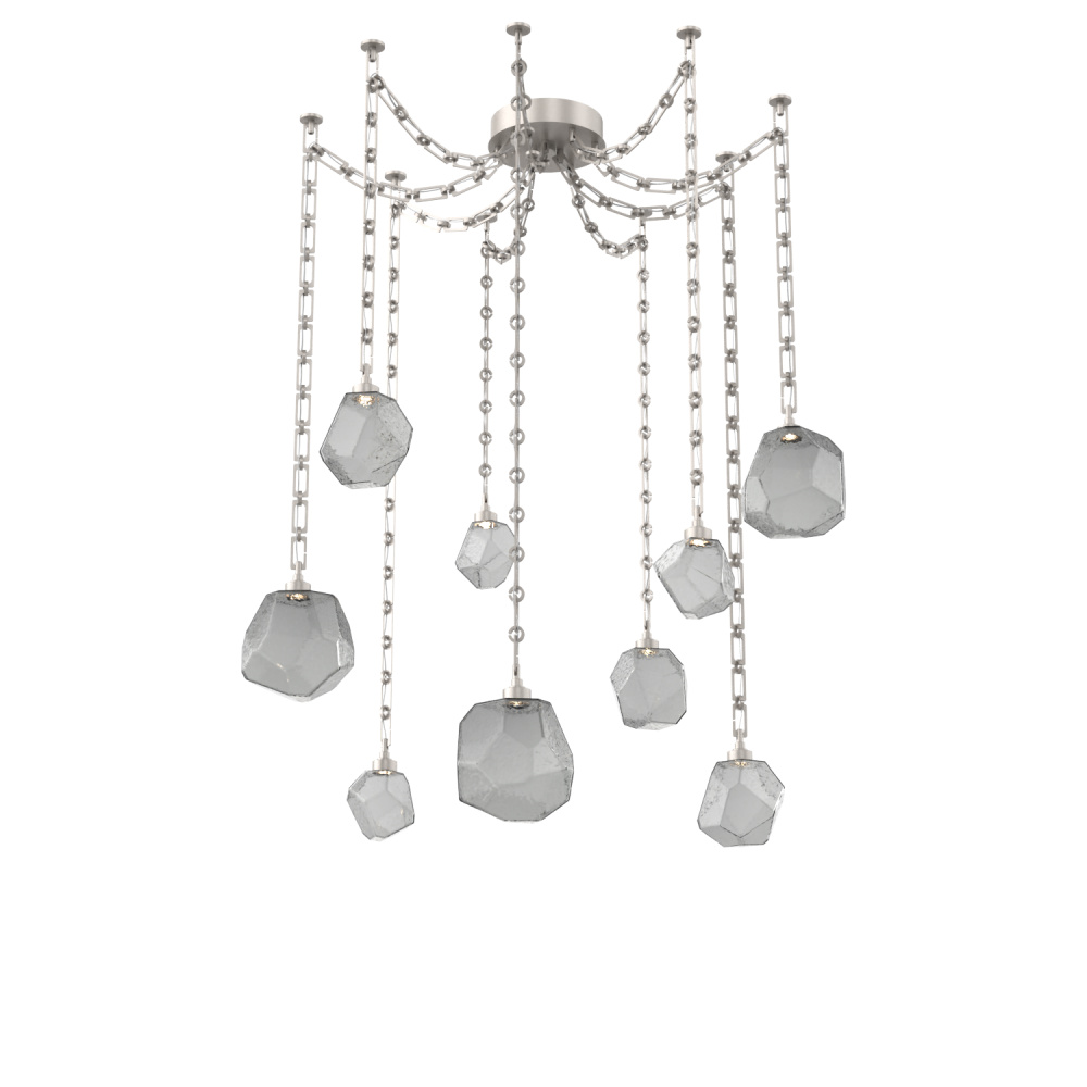Gem Multi Light Pendant Multi Port Canopy Beige Silver