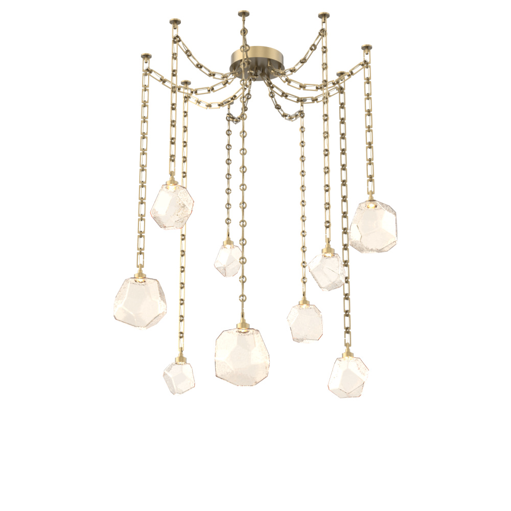 Gem Multi Light Pendant Multi Port Canopy Gilded Brass