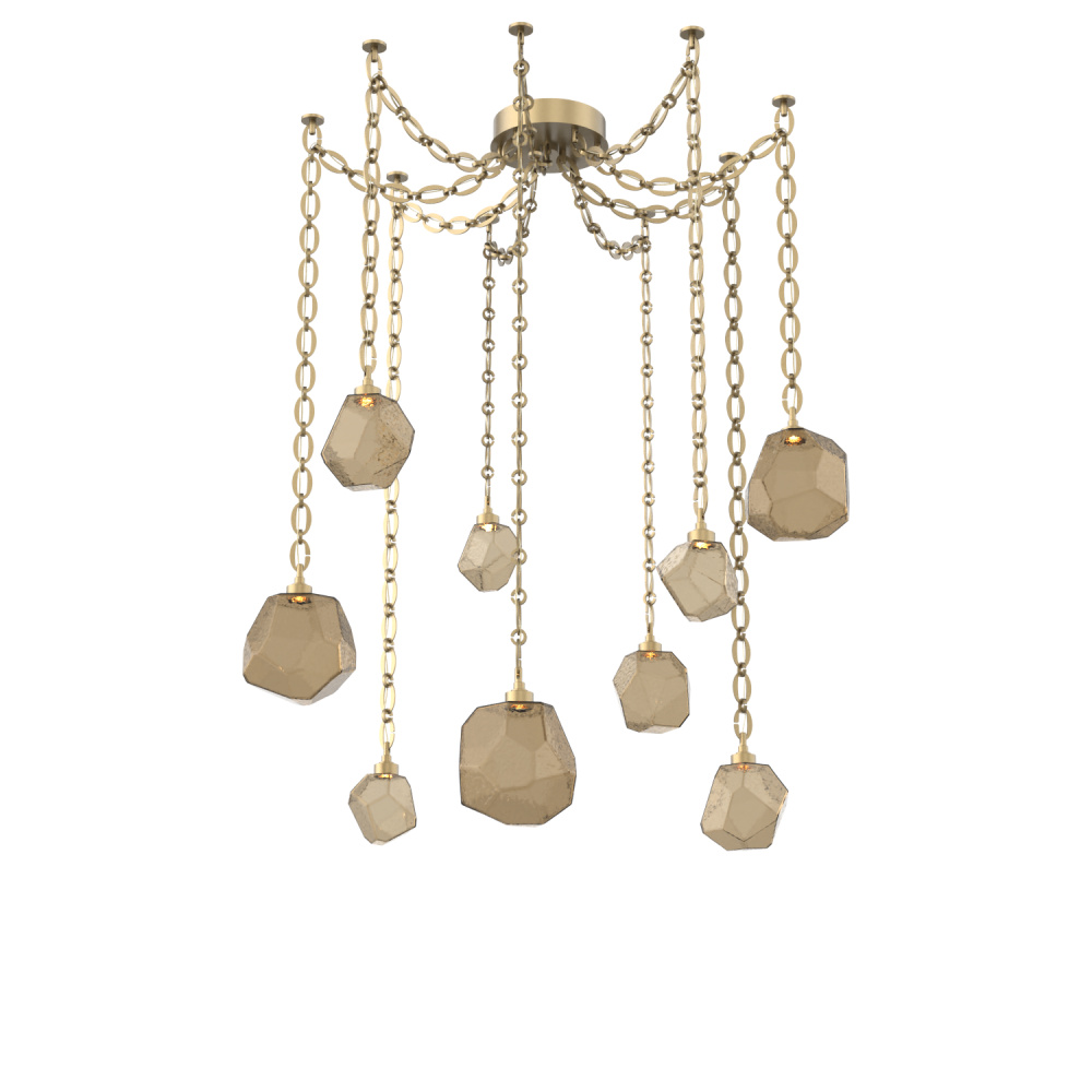 Gem Multi Light Pendant Multi Port Canopy Gilded Brass