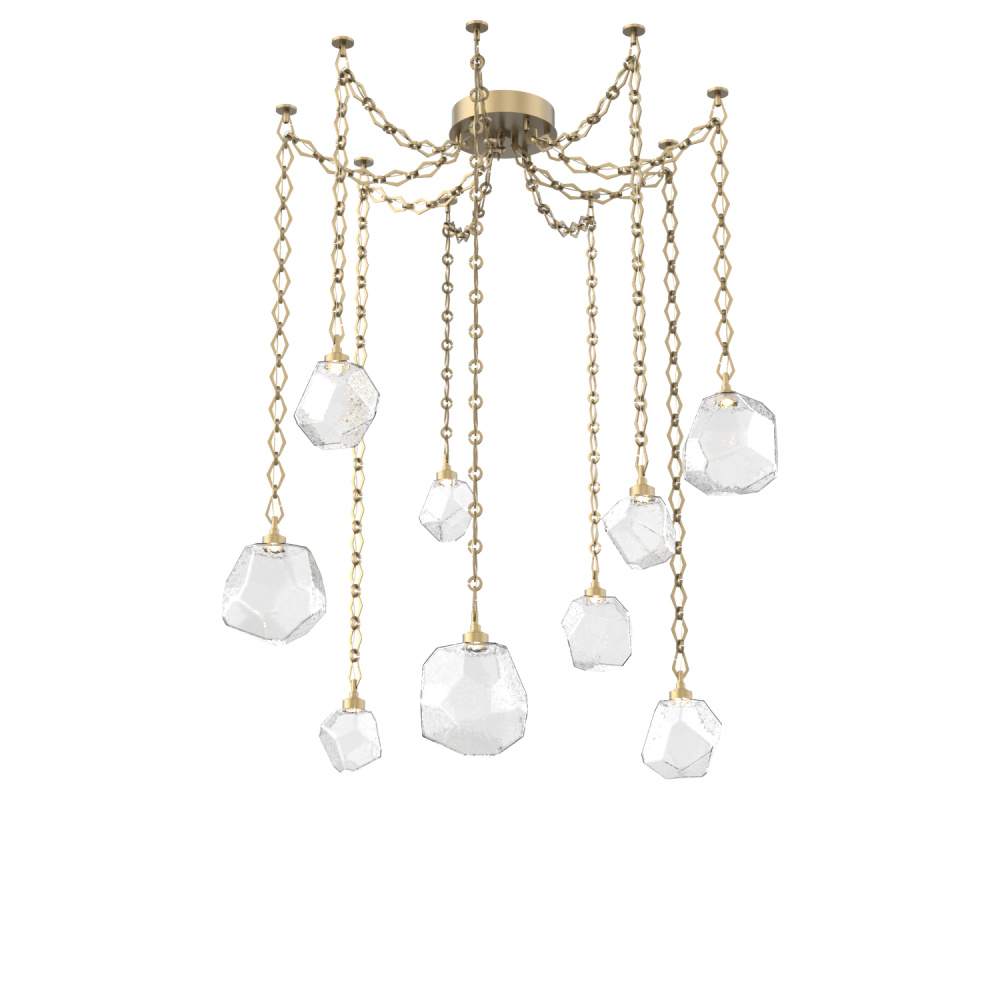 Gem Multi Light Pendant Multi Port Canopy Gilded Brass