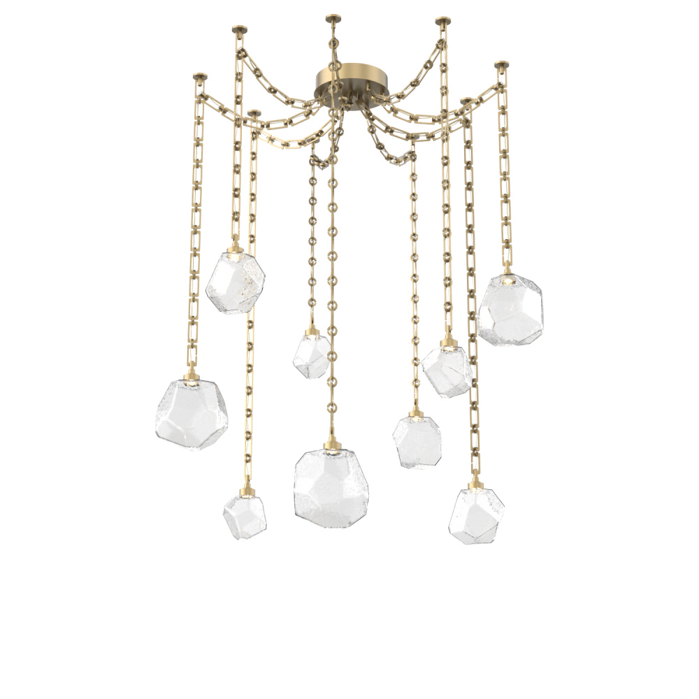Gem Multi Light Pendant Multi Port Canopy Gilded Brass