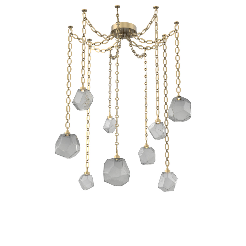 Gem Multi Light Pendant Multi Port Canopy Gilded Brass